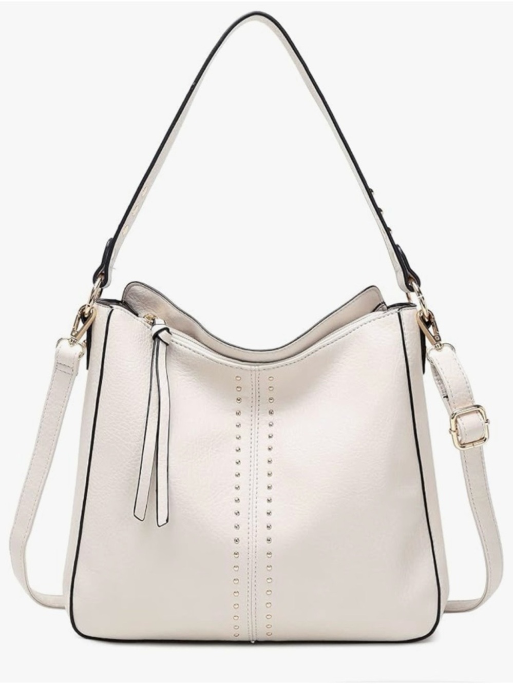 Montana West Cream Shoulder Bag with Stud Accent